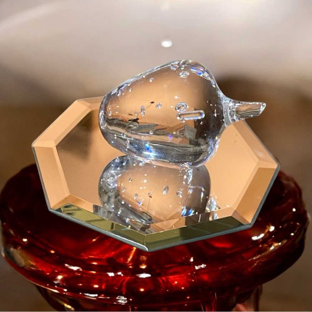 Elegant Glass Strawberry Paperweight